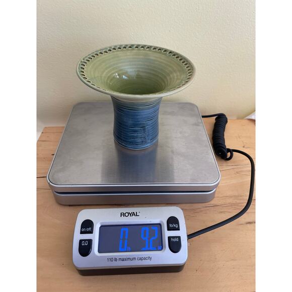 Studio Art Pottery Wide Pierced Rim Vase Earring Holder Signed Jewelry - Picture 12 of 12